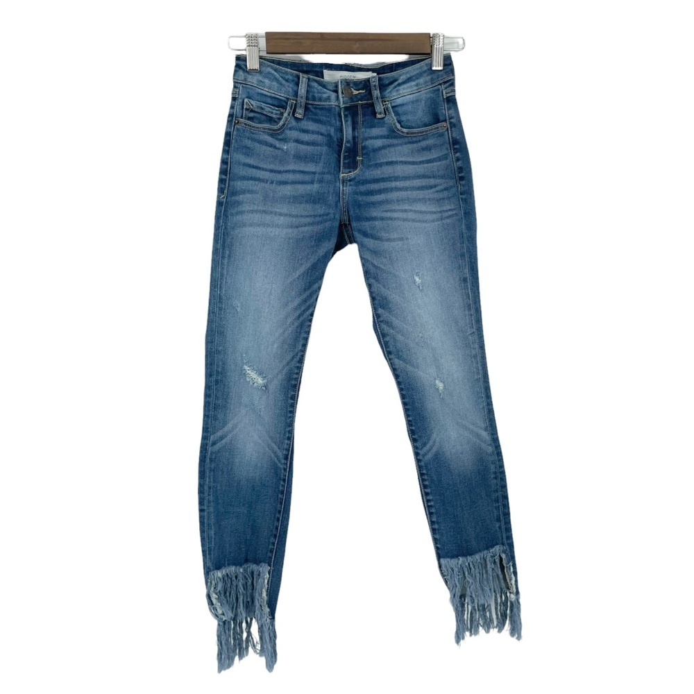 Hidden Jeans Fringe Step Hem Crop‎ Jeans